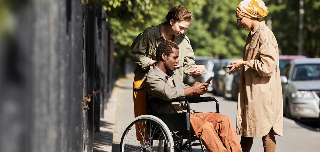 African american man in wheelchair