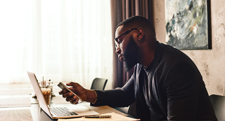 Man submitting application smart phone